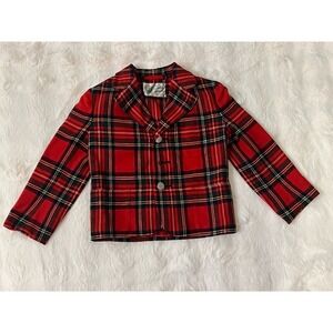 THE SCOTCH HOUSE London Edinburgh Plaid Tartan Christmas Blazer Jacket Kids